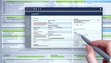 An image of a detailed and comprehensive superbill document for a physical therapy practice appearing on PtEverywhere software-2