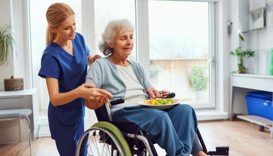 An image of a physical therapy professional helping a patient with basic activities of daily living, such as ambulating, grooming, toileting, dressing-1