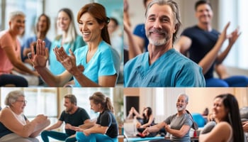 An image of physical therapists and patients celebrating National Physical Therapy Month with various activities such as workshops, educational events-3