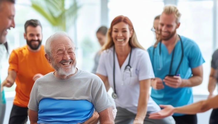 An image of physical therapists and patients celebrating National Physical Therapy Month with various activities such as workshops, educational events