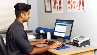 physical therapist implementing courtesy billing via specialized software from PtEverywhere